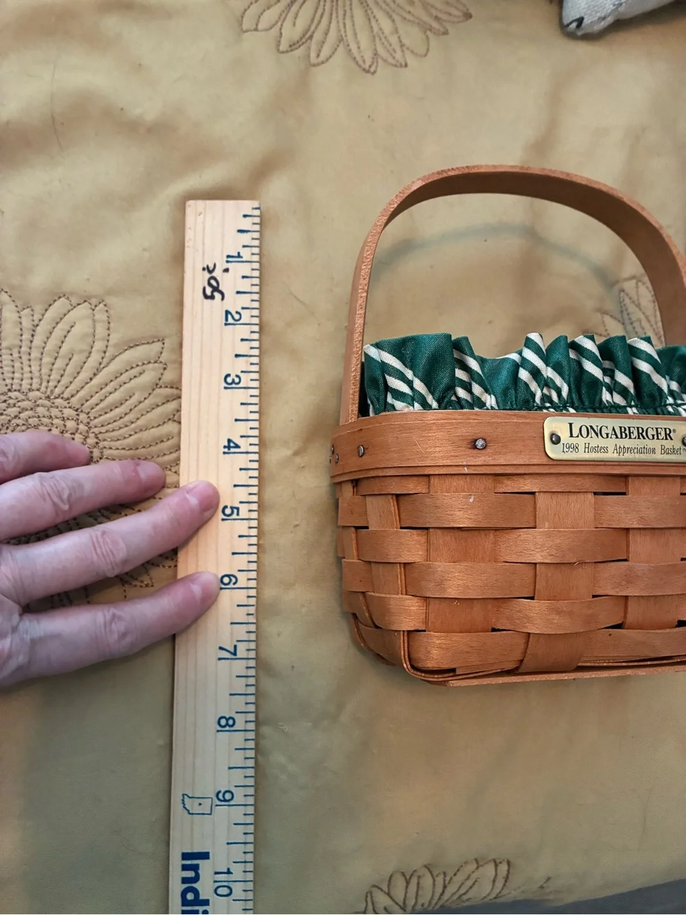Longaberger Vintage Green & Natural Woven Basket Hostess Basket